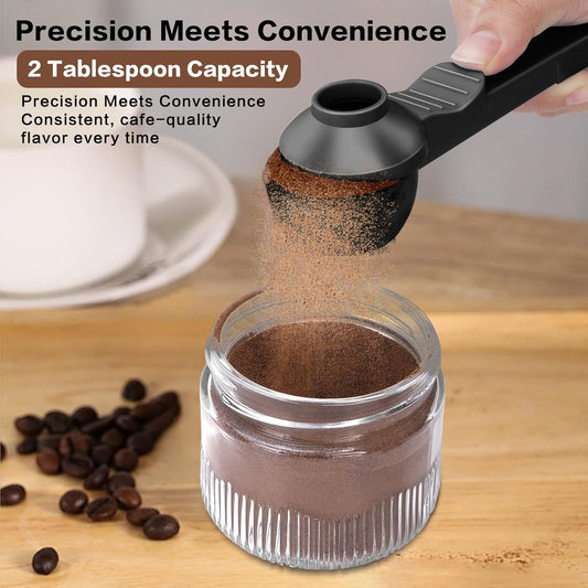 2-in-1 Coffee Scoop with Funnel, 2 Teaspoon Measuring Spoon for Reusable K Cups, Ground Coffee, Protein Powder & Tea, Mess-Free Plastic Design (Pink)