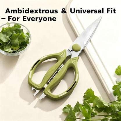 Kitchen Shears Scissors Food Scissors, 8-in-1 Multifunction Japanese Stainless Steel Meat Shears, Dishwasher Safe Sharp Shear All Purpose with Comfort Grip, Ideal for Everyday Use-Yellow