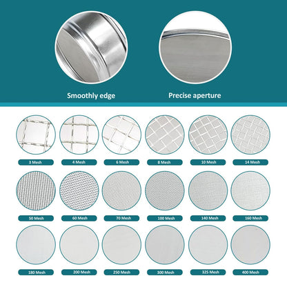 304 Stainless Steel Mesh Lab Sieve, 325 Mesh (0.045mm) Aperture Test Sieve, 4inch(10cm) Economy Standard Analysis Sample Test Sieves for Industrial Laboratory Homes - Colors B