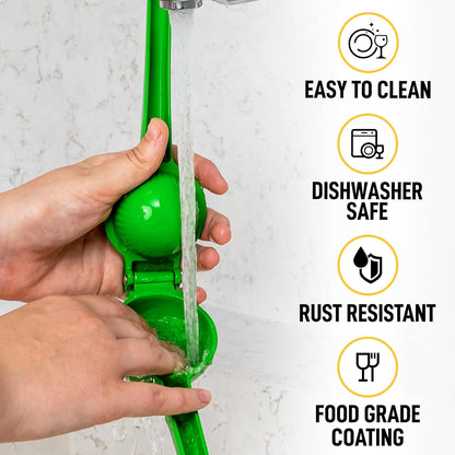 Zulay Metal Lime Squeezer – Heavy-Duty Citrus Juicer for Maximum Juice Extraction – Easy Manual Press for Limes & Lemons – Durable & Ergonomic Hand Juicer - Green