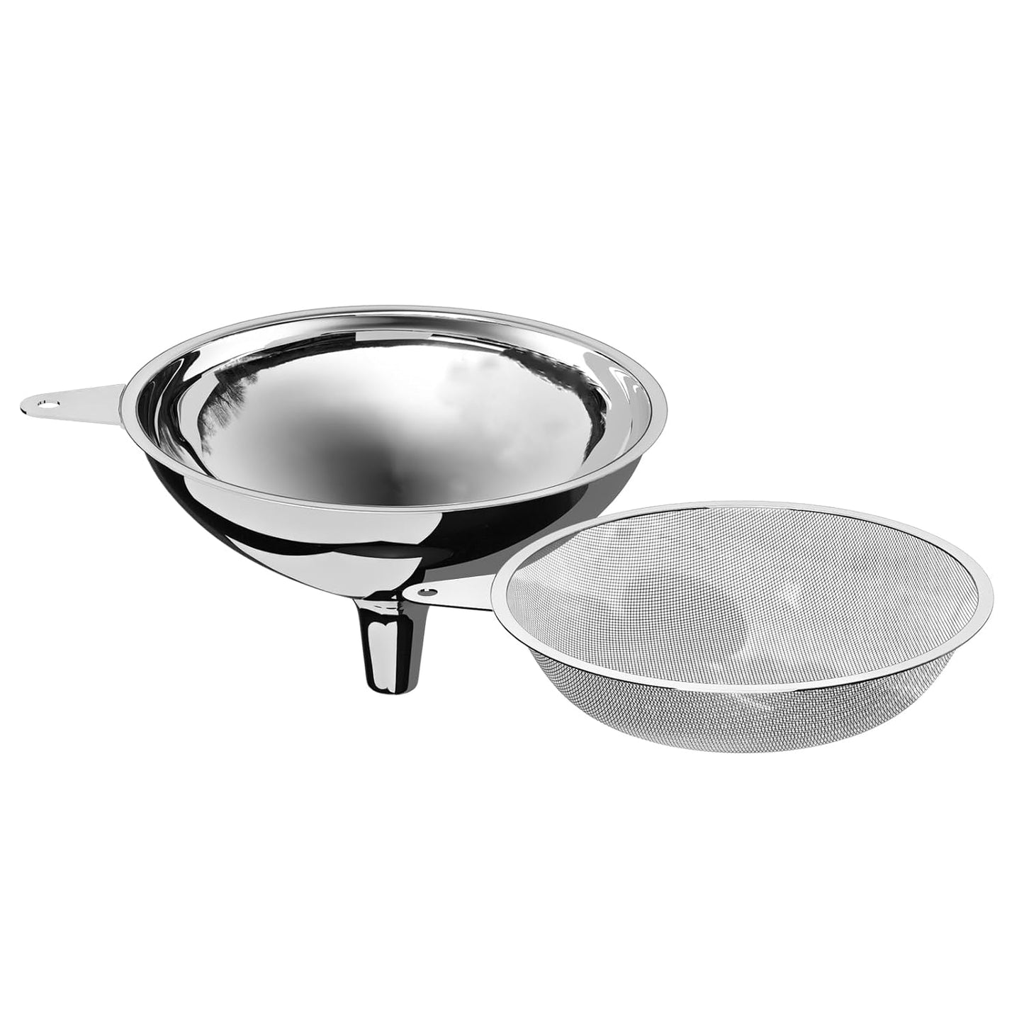 Serinar Stainless Steel Funnel, 2 Large and Small Mouth Filling Kitchen funnels, Liquids, fluids, Spices and Powders, Durable and Washable.