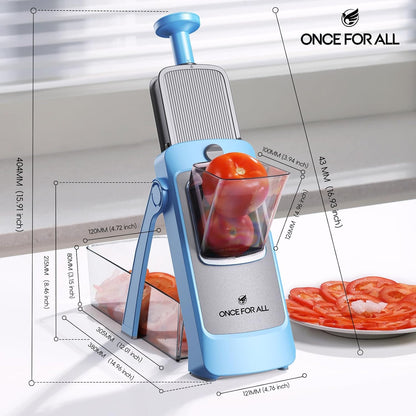 ONCE FOR ALL Upgrade Safe Mandoline Slicer Plus, Adjustable Vegetable Food Chopper Potato Fries French Fry Cutter, Detachable Blade, Kitchen Chopping Artifact, New Kitchen Gift (DarkGray)