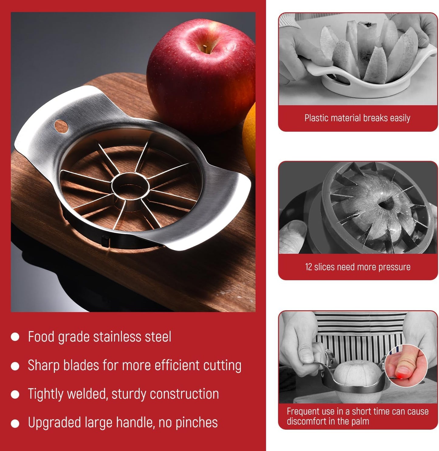 Apple Slicer, ARRITZ Stainless Steel Apple Cutter 8 Slices, Sharp Blade