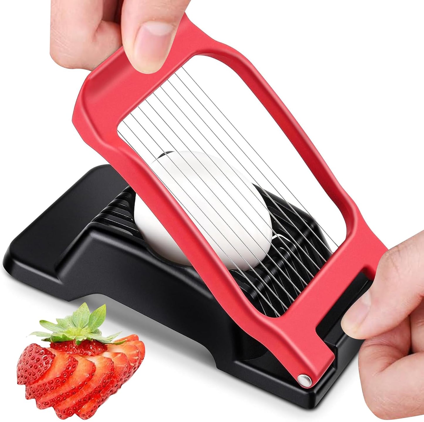 Egg Slicer for Hard Boiled Eggs Egg Cutter Strawberry Slicer Heavy Duty Aluminium Tomato Slicer Stainless Steel Wire Multipurpose Egg Slicer Dicer for Soft Fruit Mushroom Home Use