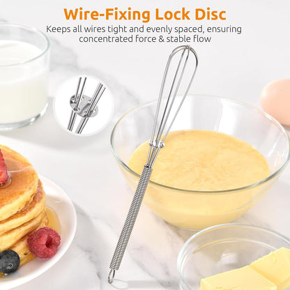 U-Taste 7" Mini Whisk for Cooking: 18/8 Stainless Steel Small Metal Kitchen Wisk, Tiny Hand Mixing Tool for Coffee, Egg, Sauce, 6-Wires Compact Head for Baking, Beating in Bowl, Mug, Jar (Set of 2)
