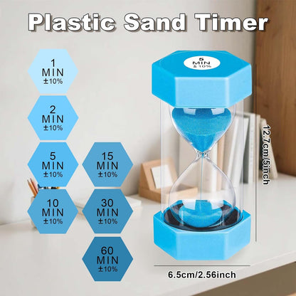 5 Minute Hourglass Sand Timer, Plastic Hexagon Hourglass Sand Clock 5 Min, Reloj De Arena 5 Minutos,Unbreakable Green Hour Glass Sandglass for Classroom Games Kitchen (Green)