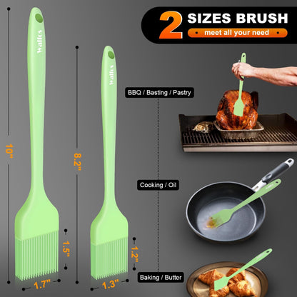 Walfos 600°F Heat Resistant Silicone Basting Brushes BPA Free Pastry Brush, Spread Oil Butter Sauce for BBQ Grill Baking Kitchen Cooking, Dishwasher Safe (2 SIZE)