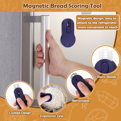 XANGNIER Extractable & Magnetic Bread Lame Dough Scoring Tool,Sourdough Scoring Tools,Bread Dough Cutter Slashing Razor Tool,5 Razor Blades,Bread Baking & Making Tools Supplies Accessories
