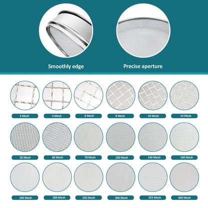 304 Stainless Steel Mesh Lab Sieve, 80 Mesh (0.2mm) Aperture Test Sieve, 7.9Inch(20cm) Diameter Economy Standard Analysis Sample Test Sieves for Industrial Laboratory Homes - Colors A