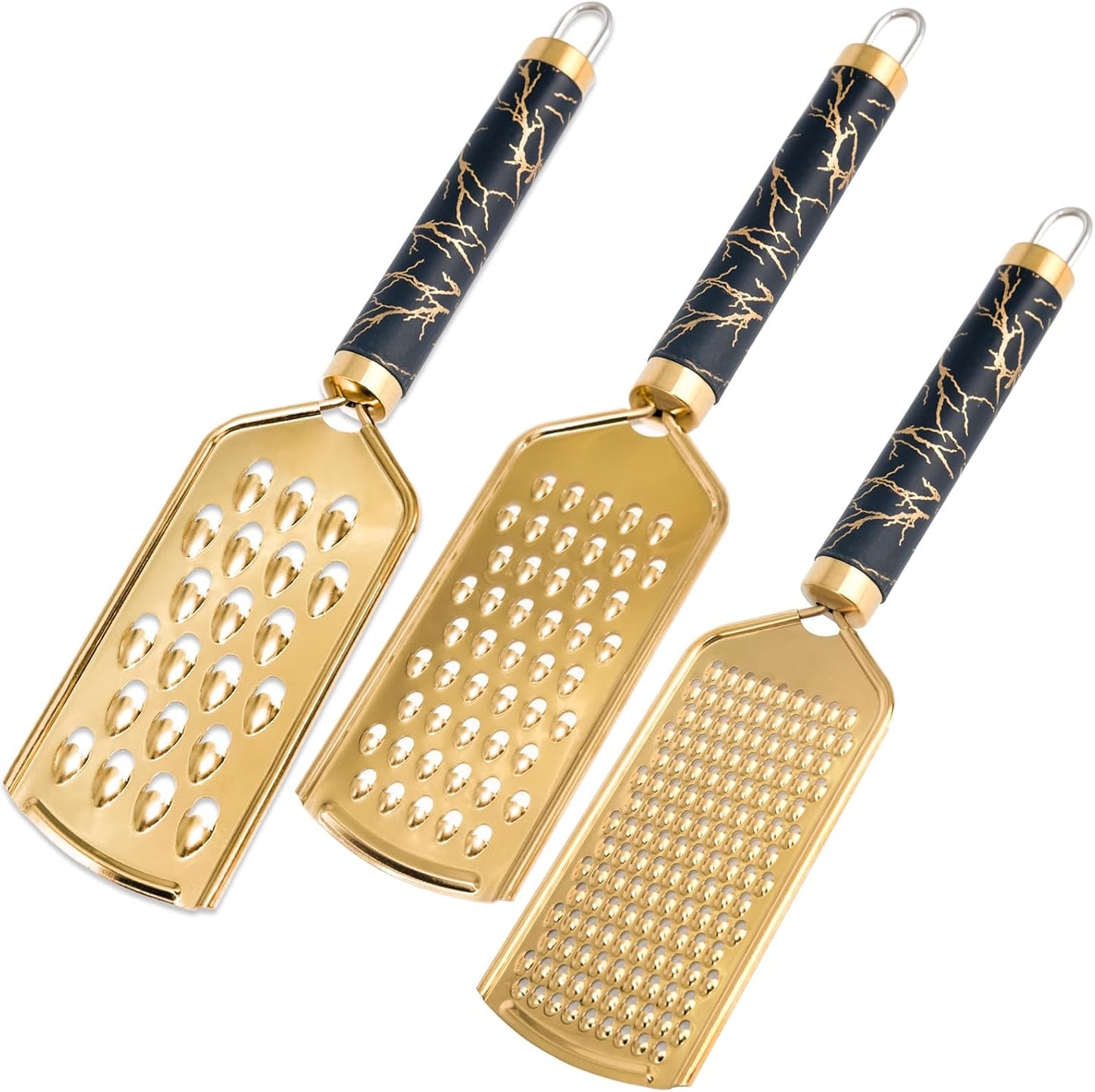 Professional Cheese Grater, Gold Stainless Steel Cheese Grater Handheld, Grater Hand Crank, Practical Kitchen Gadgets, Graters for Cheese, Chocolate, Spices (Medium Coarse)