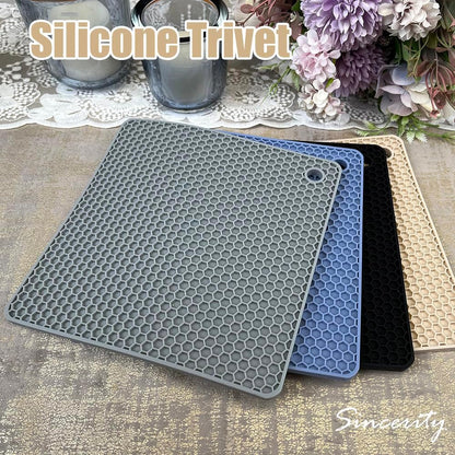4 Pieces Silicone Trivet Mats, Pot Holders, Kitchen Tools, Heat Resistant Non-Slip Durable Pads for Dishes, Bowls, Jar Opener, Easy to Wash and Dry Pan Cushions (Beige)