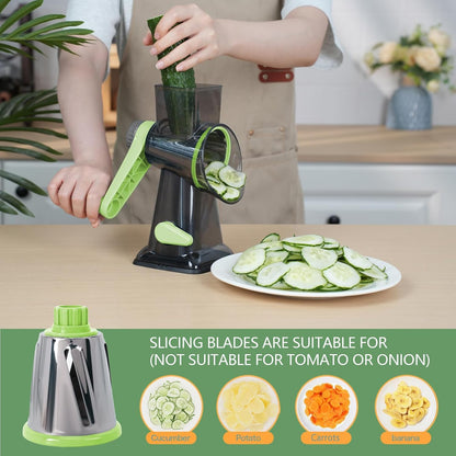 Rotary Cheese Grater with Handle-Versatile Cheese Grater Non-Slip Suction Base,Cheese Shredder & Food Slicer for Cheese,Carrots, Cucumbers,Nuts-Compact & Easy Clean Kitchen Kitchen Tool (blue)