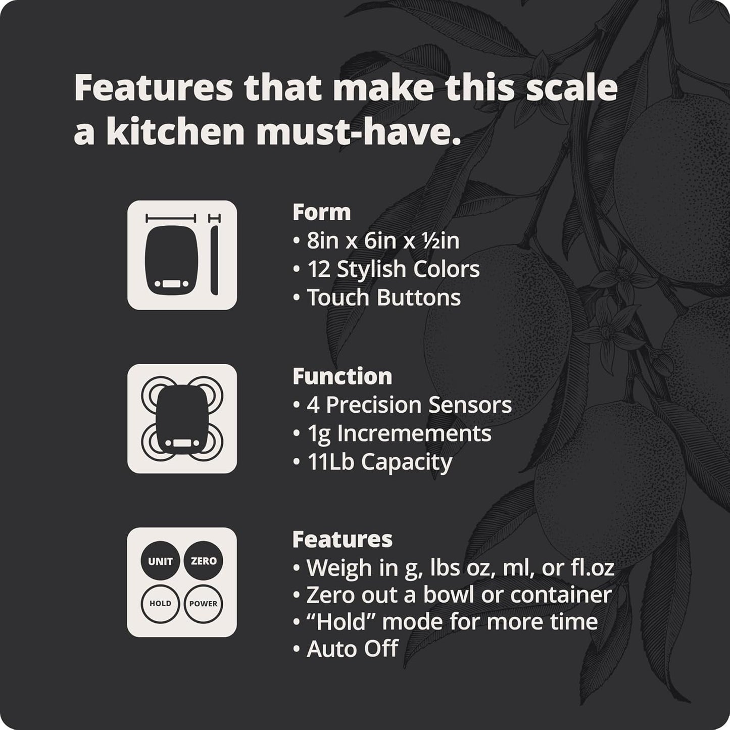 Greater Goods Food Scale – Digital Kitchen Scale, 1g Precision, Easy-Tare & Quick Conversion, Slim Compact Design, Durable & Portable | Ideal for Cooking, Baking & Meal Prep