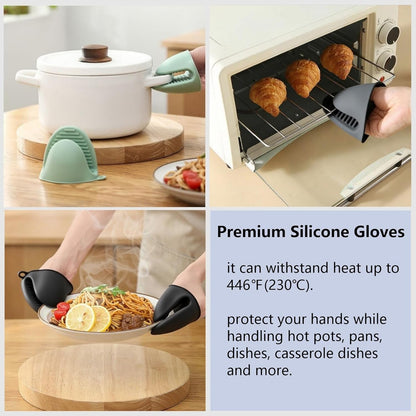Clip on Strainer Silicone with Silicone Glove | Versatile for All Pans and Pots, Noodle Pasta Pot Strainer Silicone Colander for Vegetables Meat Fruit Spaghetti, Food Strainers (Green)