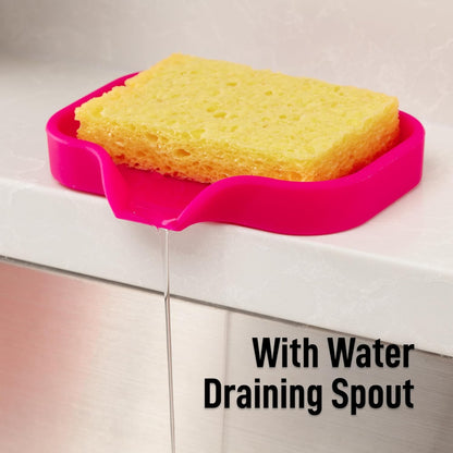 Zulay Kitchen (9x3.5in Sponge Holder for Kitchen Sink - Flexible Heavy-duty Multipurpose Sink Caddy - Counter Organizer for Kitchen, Bathroom, Makeup, Trinkets & More! (Grey)