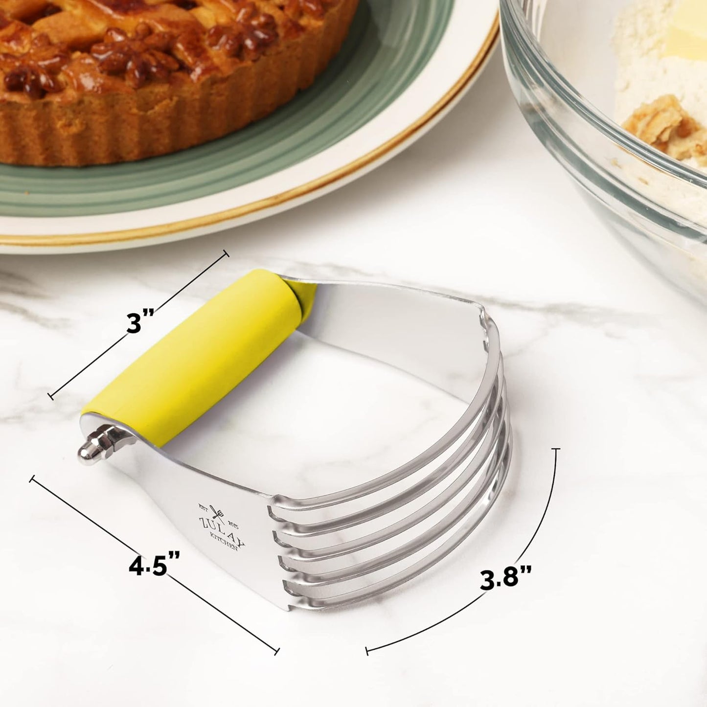 Zulay Kitchen Dough Blender - Stainless Steel Pastry Cutter, Heavy Duty Dough Cutter With Blades, Pastry Blender And Butter Cutter - Pastry Cutter For Baking (Blue)