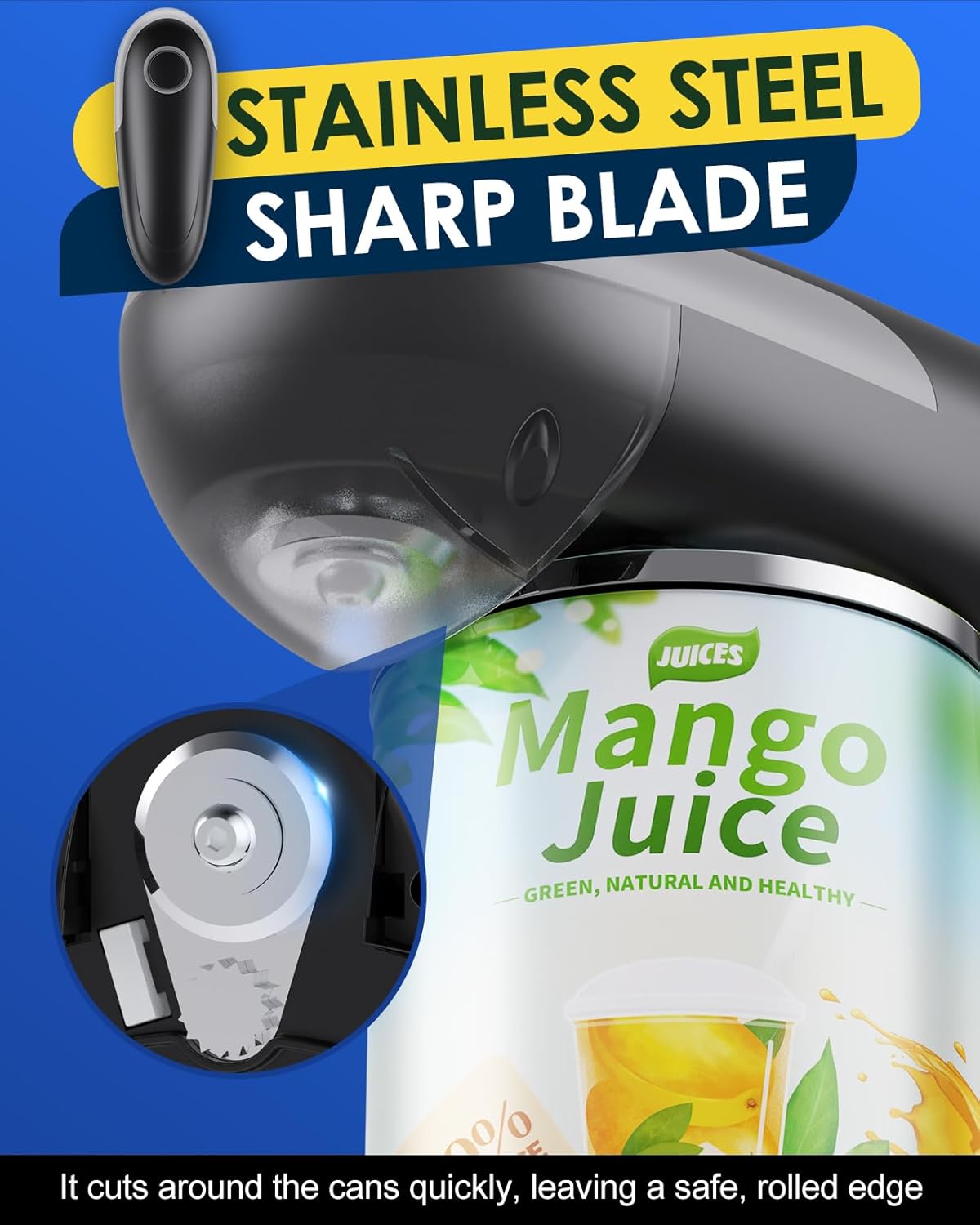Electric Can Opener, Food Safe Automatic Can Opener with Smooth Edge, Hand Held Battery Open Your Cans with A Simple Press of Button, Can Opener Electric Kitchen Gifts for Seniors, Arthritis and Chef