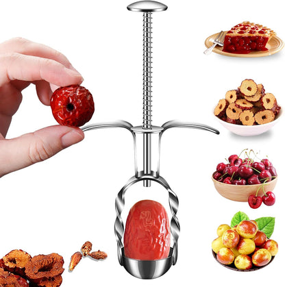 VolksRose Cherry Pitter Tool, Multi Stoner Fruit Remover with Stainless Steel Rod, Dates Pitting Device for Red Dates, Hawthorn, Cherries, Jujubes