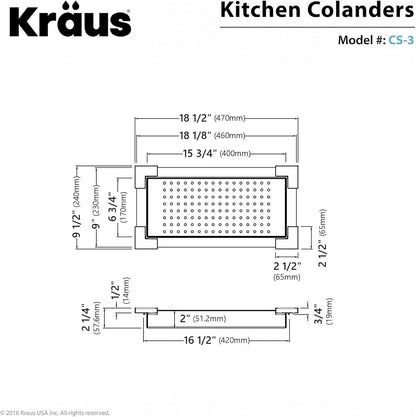 KRAUS Stainless Steel Colander for Workstation Kitchen Sink, CS-6