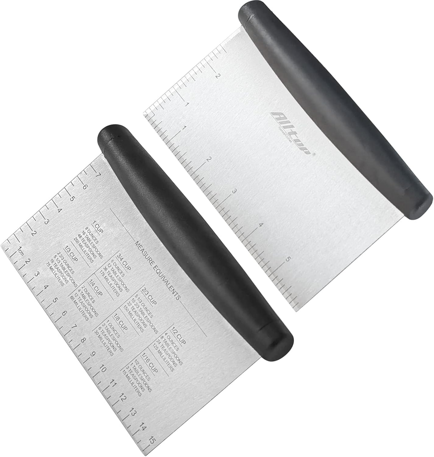 ALLTOP Bench Scraper & Chopper for Kitchen - Ideal Baking Essential Utensil,Stainless Steel Pastry/Dough/Food Cutter Tool for Cake Pizza Bread,Cooking - 1 Pack,Black