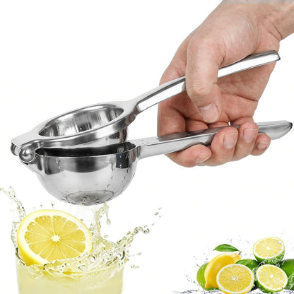 Lemon Squeezer, Stainless Steel Lemon Juicer, Manual Juicer for Lemon Citrus Lime, Foldable Handheld Citrus Squeezer with Seed-Strainer (Silver)