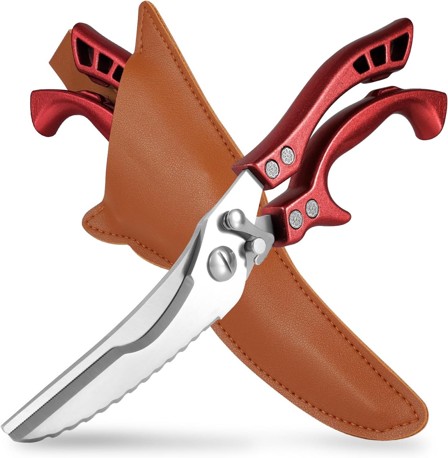 ANDONG Upgrade Heavy Duty Stainless Steel Kitchen Scissors - Professional Poultry Shears for Bone, Meat, Chicken, Fish, Turkey, Vegetables,Spring Loaded Multipurpose Ultra Sharp Utility Scissors