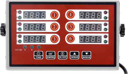 Kitchen Timers for Cooking – 6 Channel Commercial Kitchen Timer Restaurant Kitchen Supplies – Stainless Steel LED Technology Kitchen Timer Digital – Reminder Function, Loud Alarm, Blue