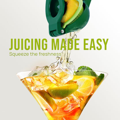 Zulay Kitchen Metal 2-in-1 Lemon Squeezer - Sturdy Max Extraction Hand Juicer Lemon Squeezer Gets Every Last Drop - Easy to Clean Manual Citrus Juicer - Easy-Use Lemon Juicer Squeezer - Yellow/Green