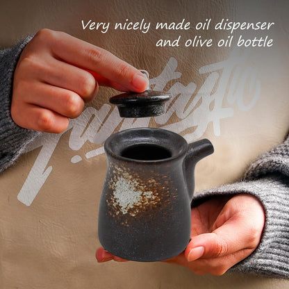 MDEOOSKY Ceramic Seasoning Bottle, Japanese Style Earthenware Ceramic Oil Dispenser, Olive Oil Dispenser, Sushi Sauce Container, 6.76 fl oz