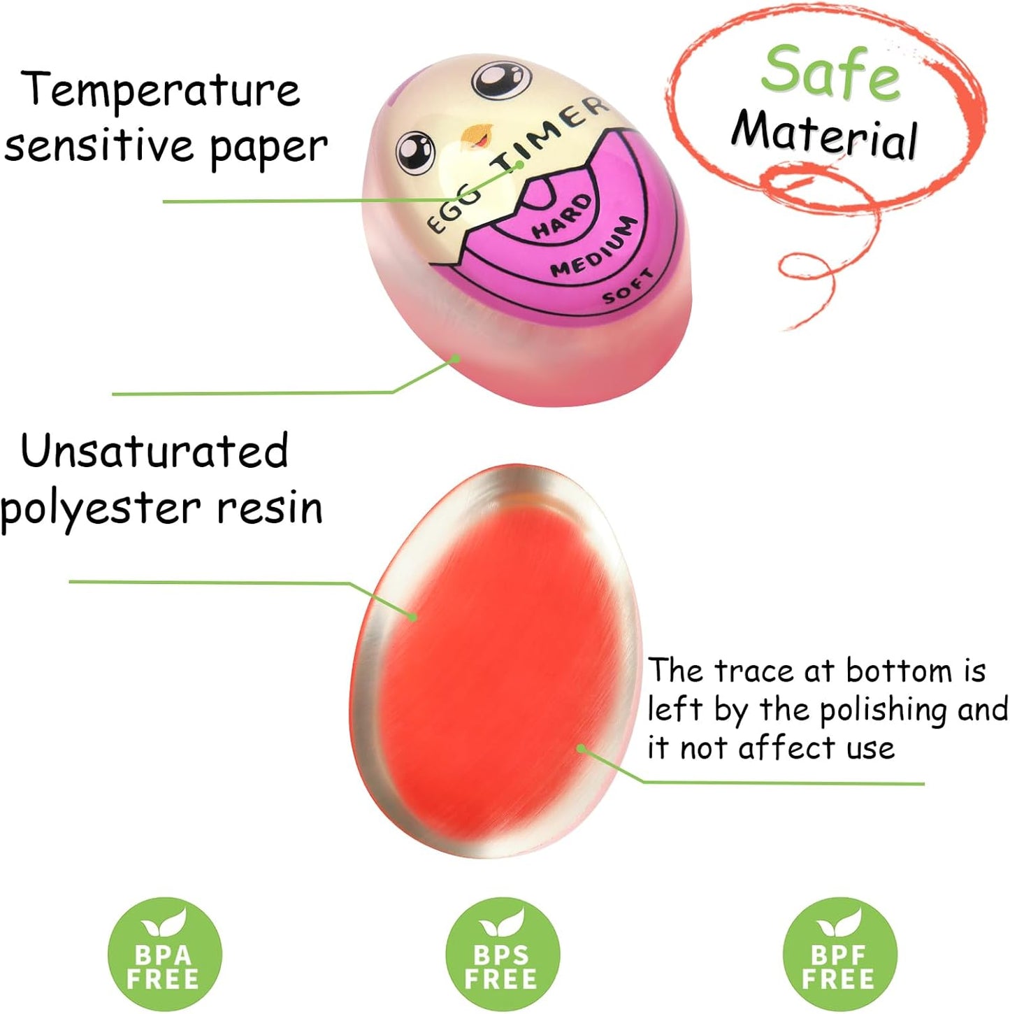 Lasubst Egg Timer for Boiling Eggs that Changes Color When Done, Tricolor