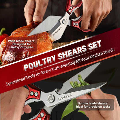Dream Reach Poultry Shears, Heavy Duty Kitchen Shears with Serrated Edge, No Rust Spring Loaded, Multipurpose Stainless Steel Kitchen Scissors for Chicken, Bone, Meat, Turkey, Fish Thanksgiving Gifts