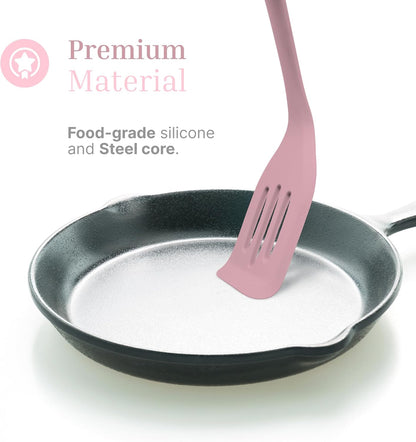 Silicone Pastry Brush Set – 2-Piece Set of Basting Brushes for Cuisine and BBQ – Kitchen Tools and Accessories with Comfortable Handles, Heat-Resistant Utensils for Cooking & Baking – Pastel Pink