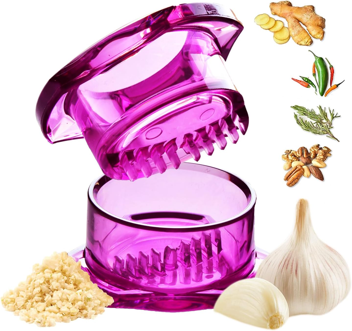 Nextrend Garlic Twister 4th Gen – Garlic Mincer & Garlic Press in One, for Ginger, Herbs, Nuts & more, BPA-Free, Dishwasher Safe, 3–5 Clove Capacity - Green