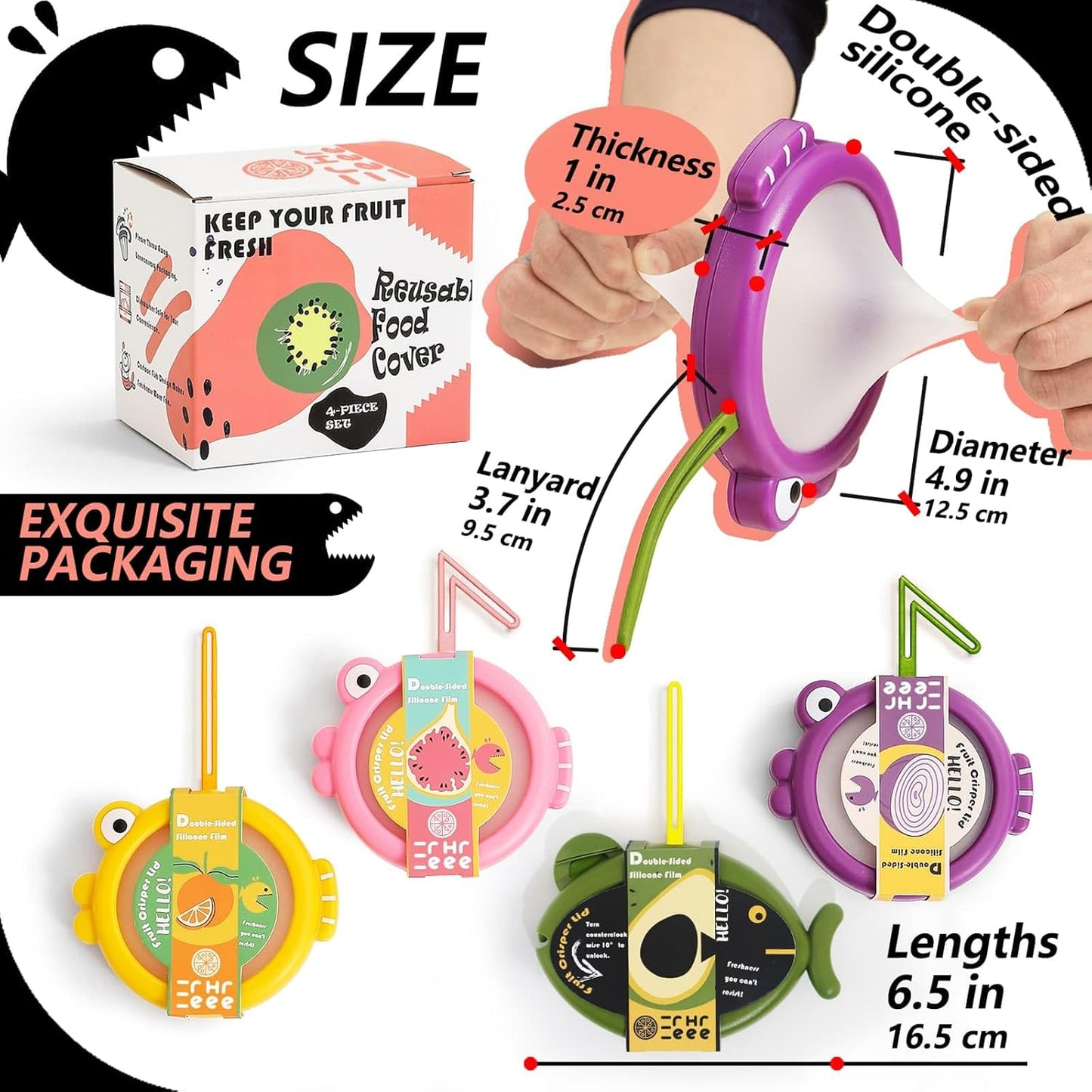 4-Piece Airtight Food Storage Containers Set – Avocado Saver, Onion Keeper, Silicone Kitchen Organizers for Fridge, Reusable & Leak-Proof to Lock in Freshness
