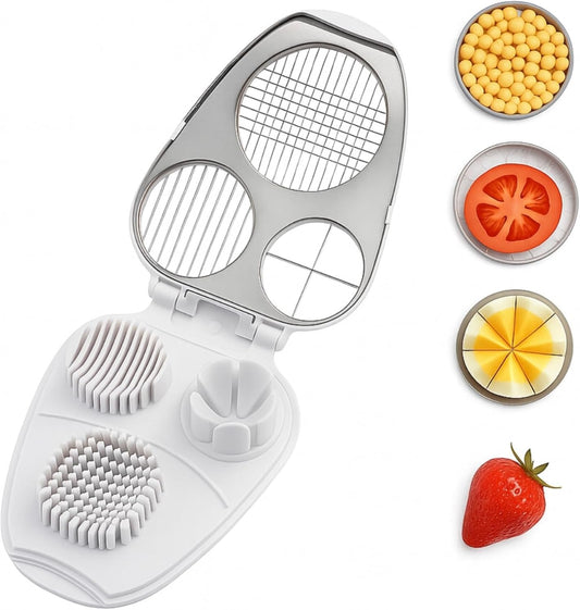 Egg Slicer for Hard Boiled Eggs – 3 in 1 Heavy Duty Stainless Steel Cutter, 3 Ways to Slice, Egg Dicer, Egg Chopper, Boiled Slicer, OXO Egg Slicer Alternative, Metal Egg Cutter