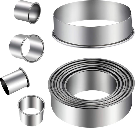 Round Cookie Cutters Set 12 Pieces Bistcuit Cookie Cutters Circle Pastry Cutters Round Donut Ring Molds for Baking for Pastries Doughs Doughnuts