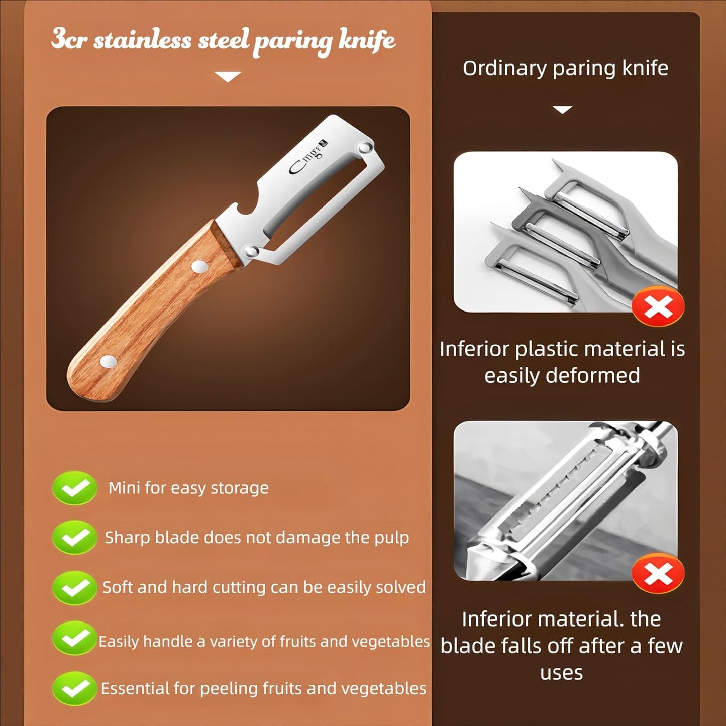 Vegetable Peeler Sharp Stainless Steel Blades for Veggie Potato Sugarcane Pumpkin Papaya Peeling Tool