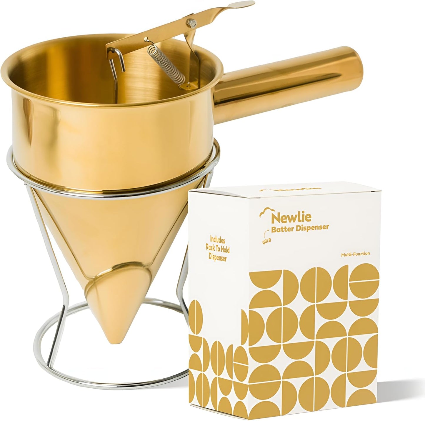 Pancake Batter Dispenser (Black) - 40oz Batter Dispenser - Pancake Maker and Versatile Kitchen Tool - Durable Stainless Steel Funnel Design - Stainless Steel Pancake Batter Dispenser by Newlie