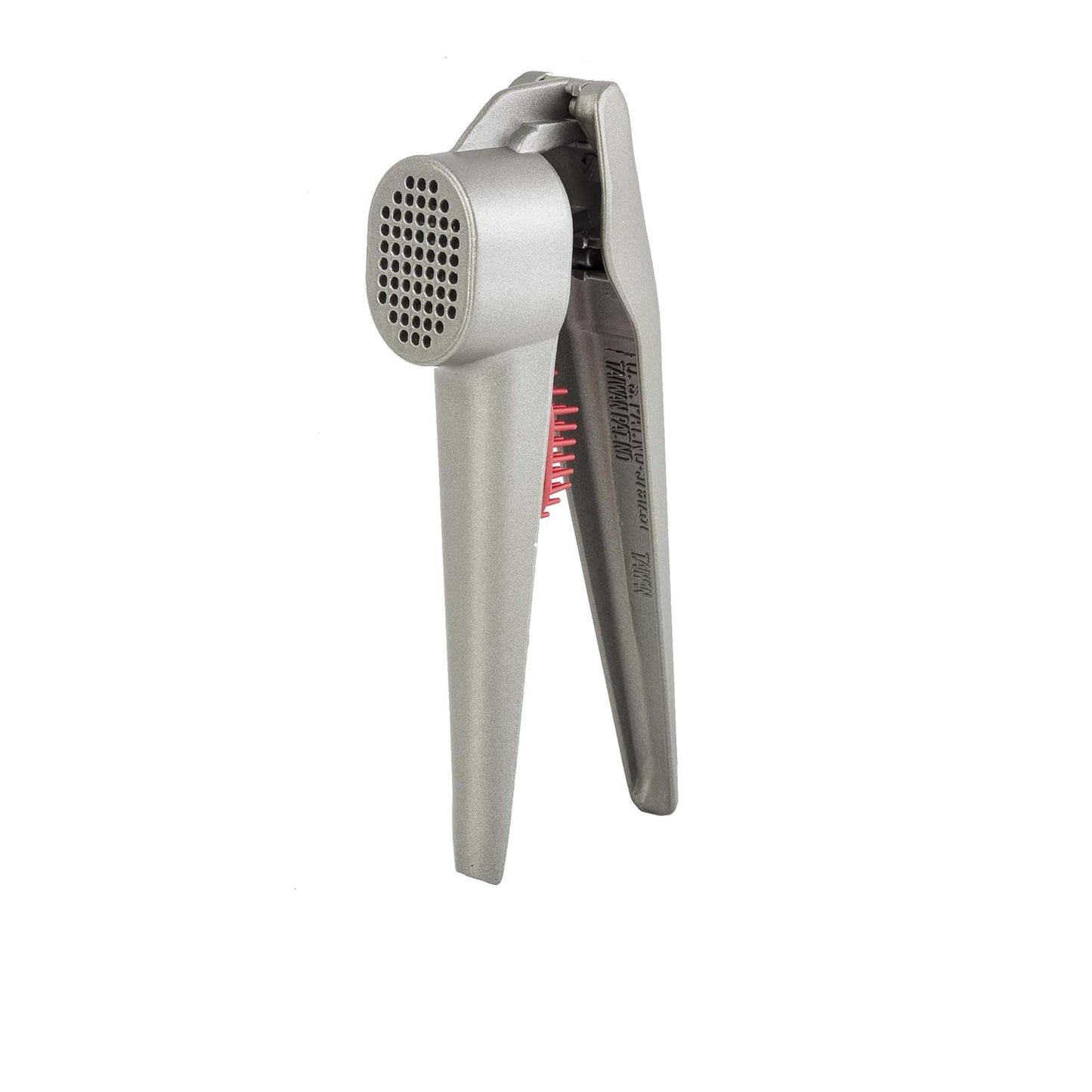 TableCraft E5614 Garlic Press, Stainless Steel, Firm Grip and Ergonomic Soft Handle, 2.175" x 6.75" x 0.37", Gray, 1 Count