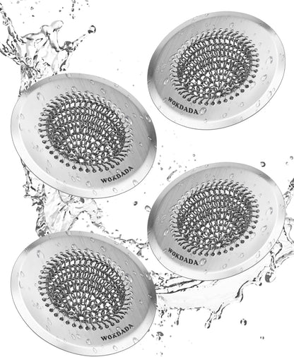 Revolutionary Kitchen Sink Drain Strainer/Patented Reversible Chain Mesh, Effortless Cleaning & Debris Catcher, Large Capacity, Anti-Clog, 304 Stainless Steel & Rust-Proof/Handmade