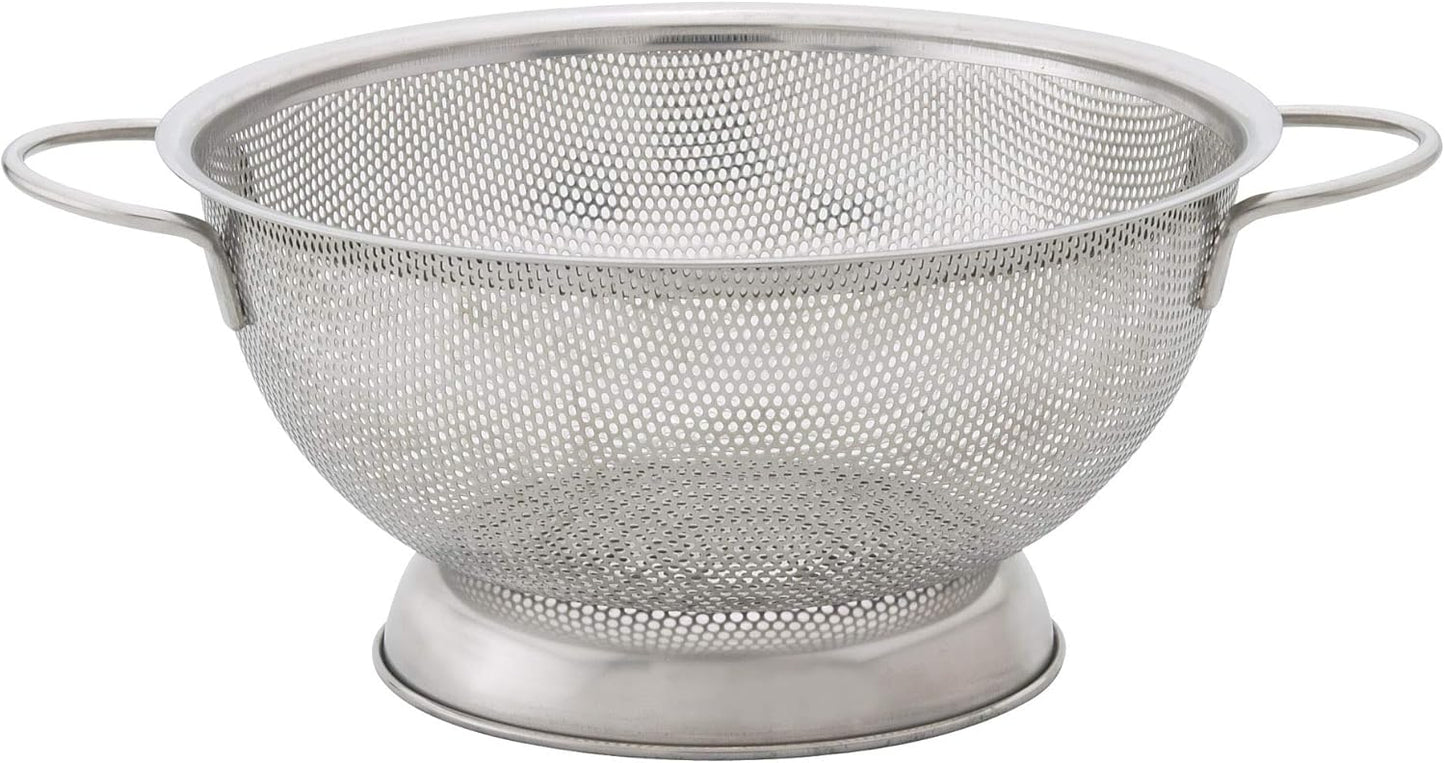 HIC Harold Import Co. Kitchen Perforated Colander with Handles, 18/8 Stainless Steel, 8.5 Inches