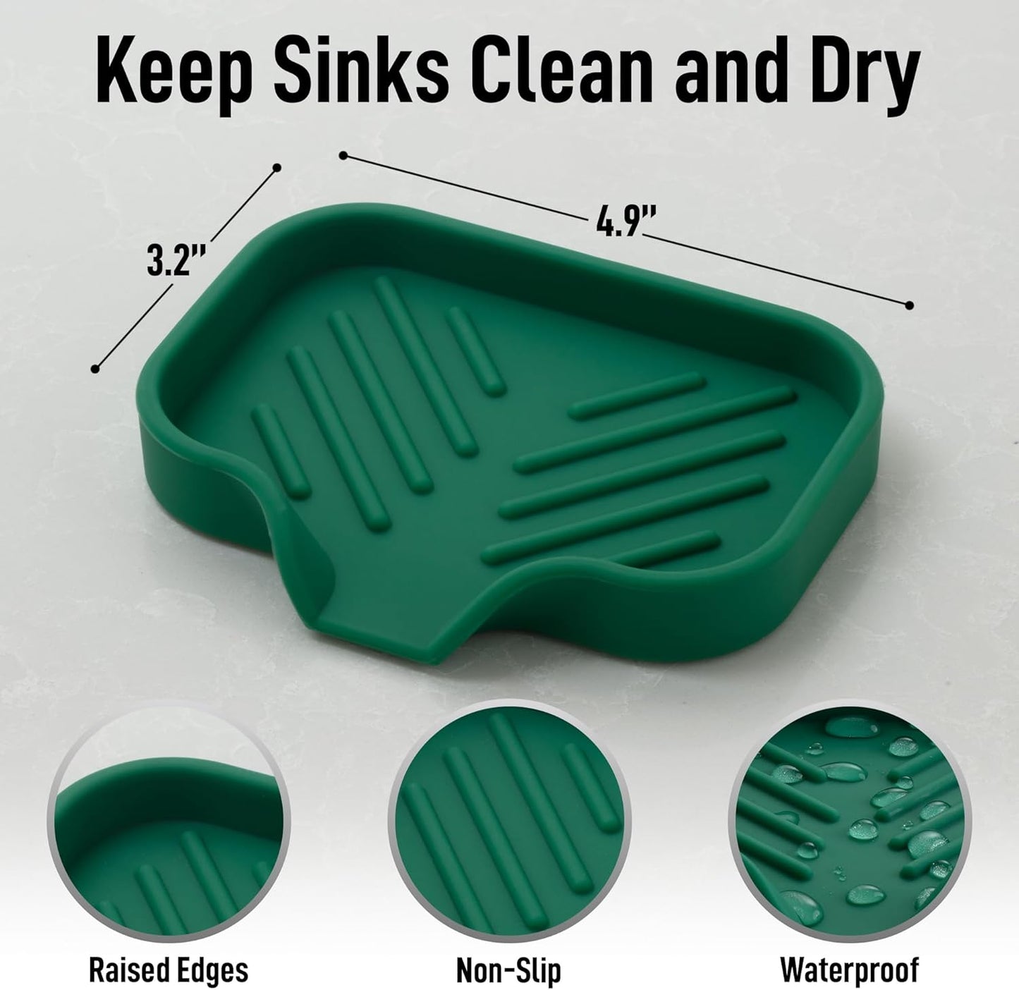 Zulay Kitchen (9x3.5in Sponge Holder for Kitchen Sink - Flexible Heavy-duty Multipurpose Sink Caddy - Counter Organizer for Kitchen, Bathroom, Makeup, Trinkets & More! (Grey)