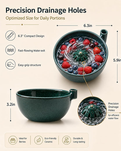 Vortex Berry Bowl The Original Artisan Swirling Berry Bowls Handmade 3D Print Berry Colander Self Rinsing Fruit Washing Stoneware Rinse Gentle Dynamic Washer Spinner Basket(3D Printing Blue)