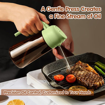 YARRAMATE 16oz/470ml Light Blocking Oil Sprayer for Cooking with Stickers, Food-Grade 2 in 1 Olive Oil Dispenser Bottle for Kitchen, Premium Dark Amber Glass Oil Bottle for Air Fryer, BBQ (Black)
