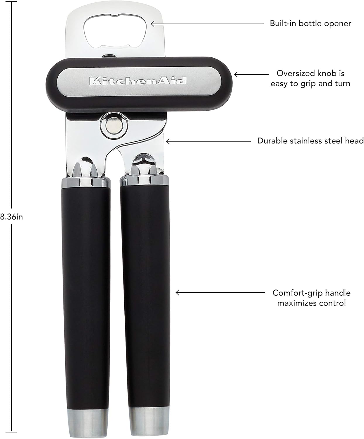 KitchenAid Gourmet Multifunction Can Opener/Bottle Opener, 8.36-Inch, Black