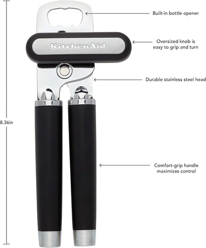 KitchenAid Gourmet Multifunction Can Opener/Bottle Opener, 8.36-Inch, Black