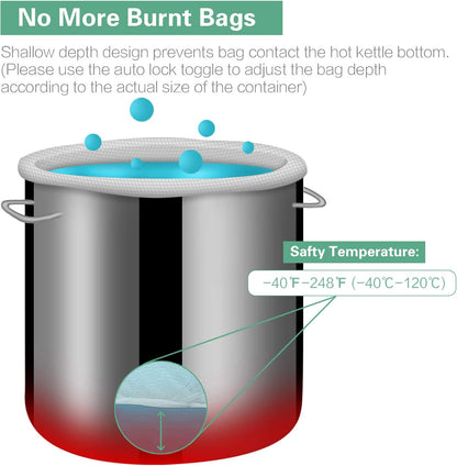 Brew Bags Extra Large Reusable 2 Pack 250 Micron Fine Mesh Bag for Fruit Cider Apple Grape Wine Press Drawstring Straining Brew in a Bag (2 pack-22"×26")