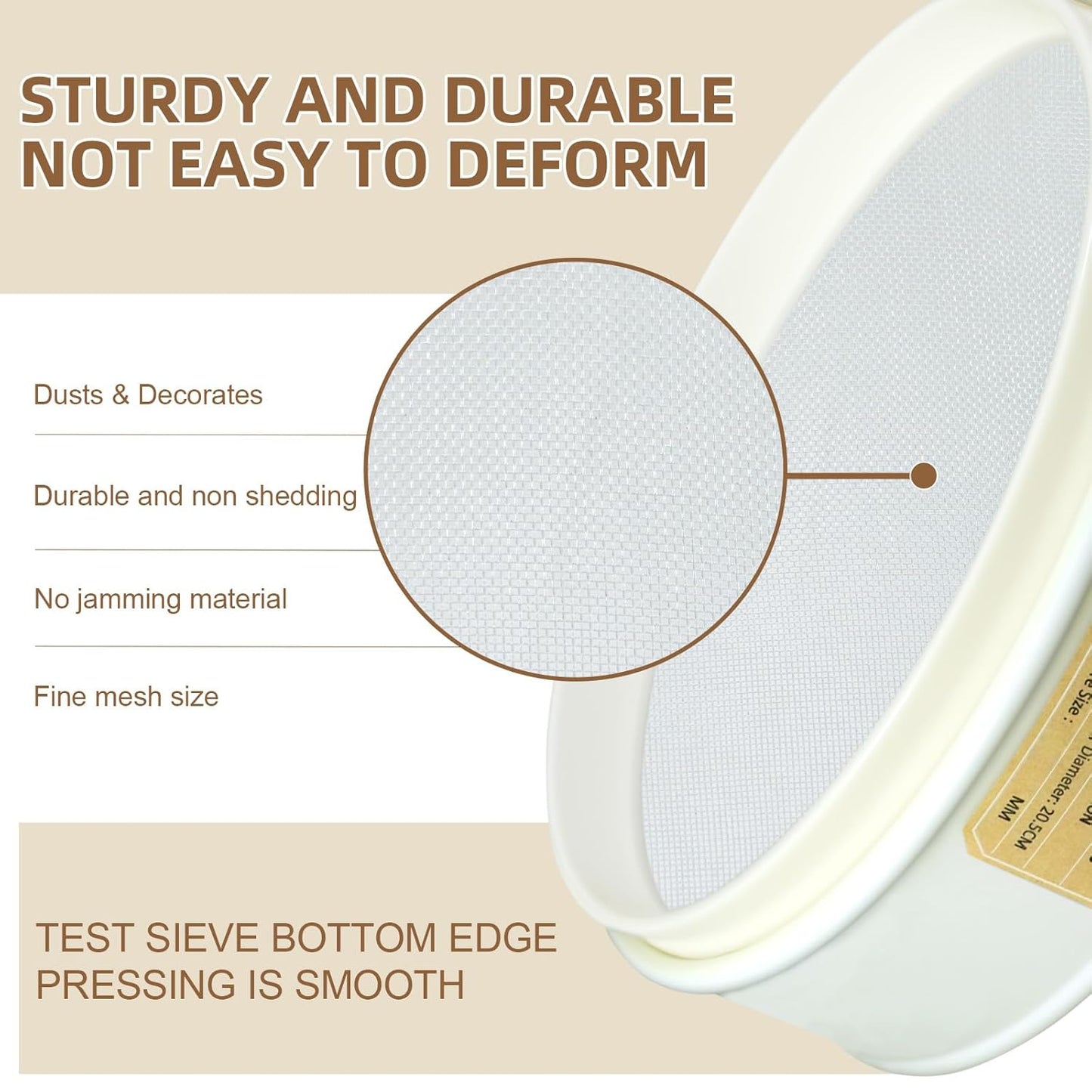 PVC Nylon Lab Sieve 80 Mesh(0.2mm), LVDALAB 7.9Inch(20cm) Diameter Sample Sifter Strainer for Industrial Lab Home