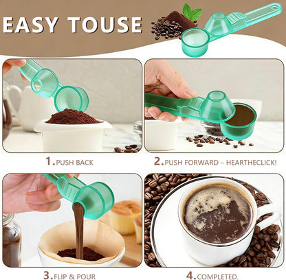 Credon Coffee Scoop with Funnel for Ground Coffee & Protein Powder – Coffee Bean Measuring Spoon, 2 Tablespoon Slide Scoop for Reusable K-Cup, Precision Spill-Proof (Black)