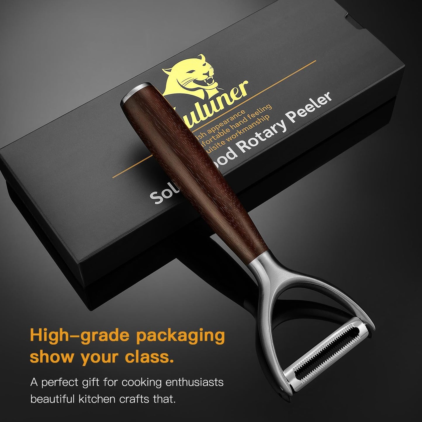 Serrated Blade Premium I Type 304 Stainless Steel Multifunctional Kitchen Peeler Real Wood Handle Ultra Sharp Blade Vegetable Potato Apple（Agarwood）